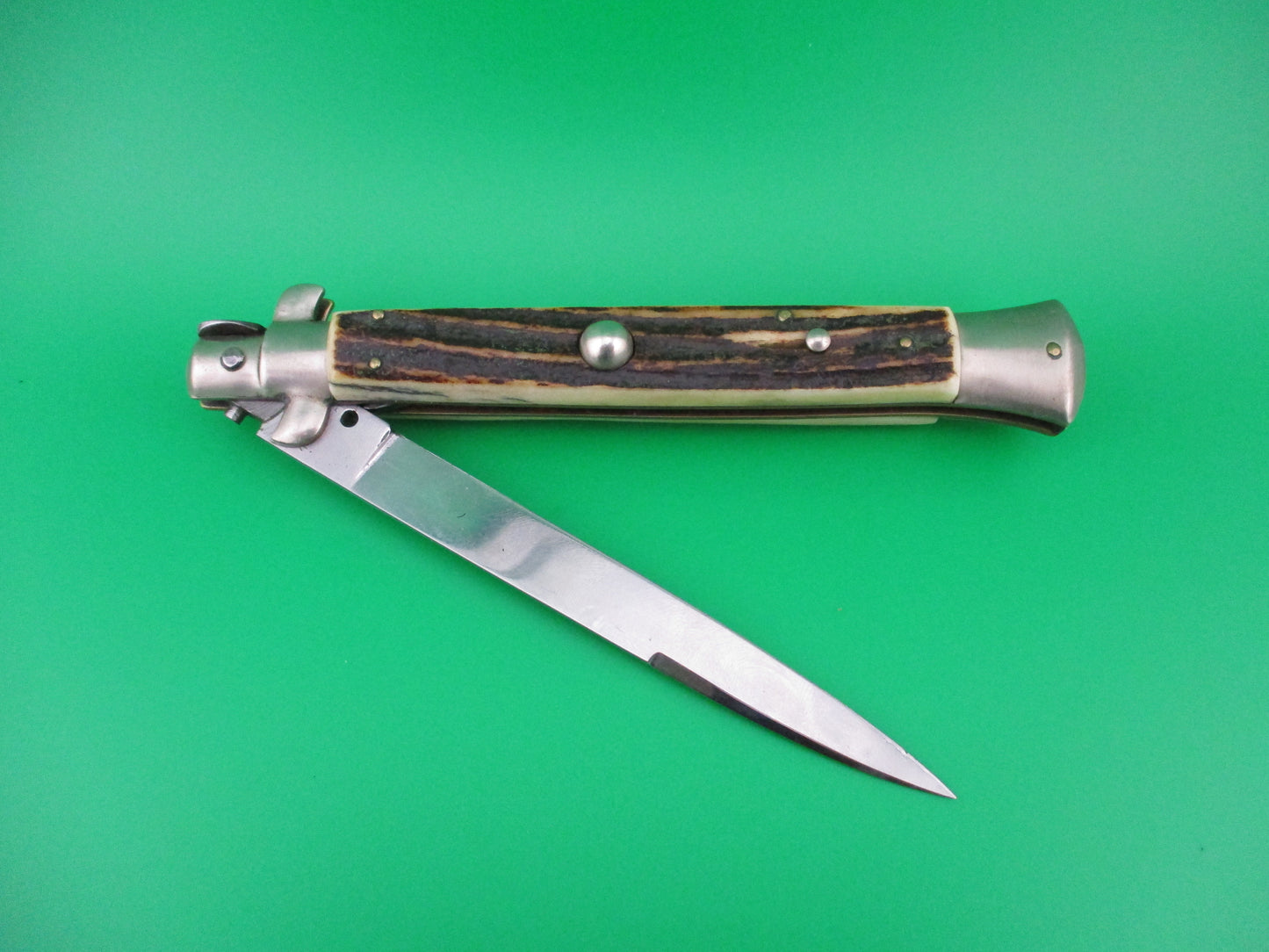 Rostfrei (slant) 28cm Italian Picklock Stag Vintage 1950s automatic knife