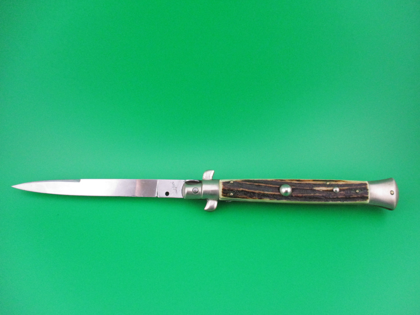 Rostfrei (slant) 28cm Italian Picklock Stag Vintage 1950s automatic knife