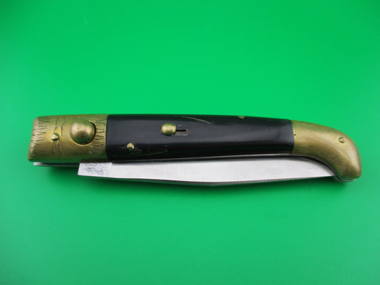 z Jndiana PATENT 21cm Pattada Italian Birds head dark horn switchblade knife