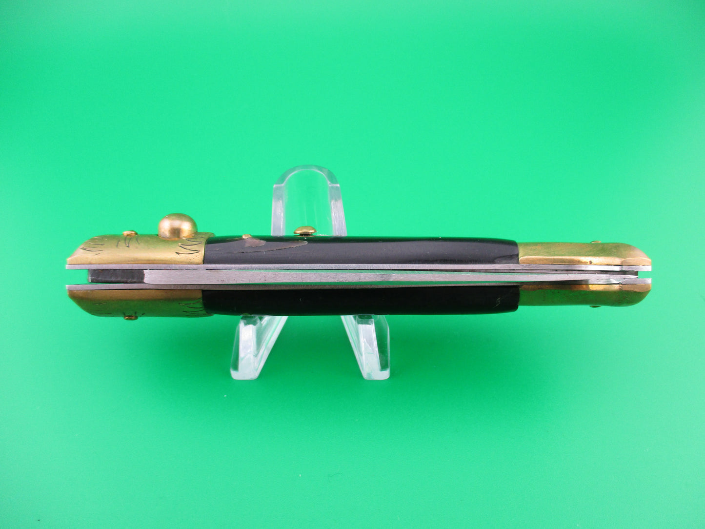 z Jndiana PATENT 21cm Pattada Italian Birds head dark horn switchblade knife