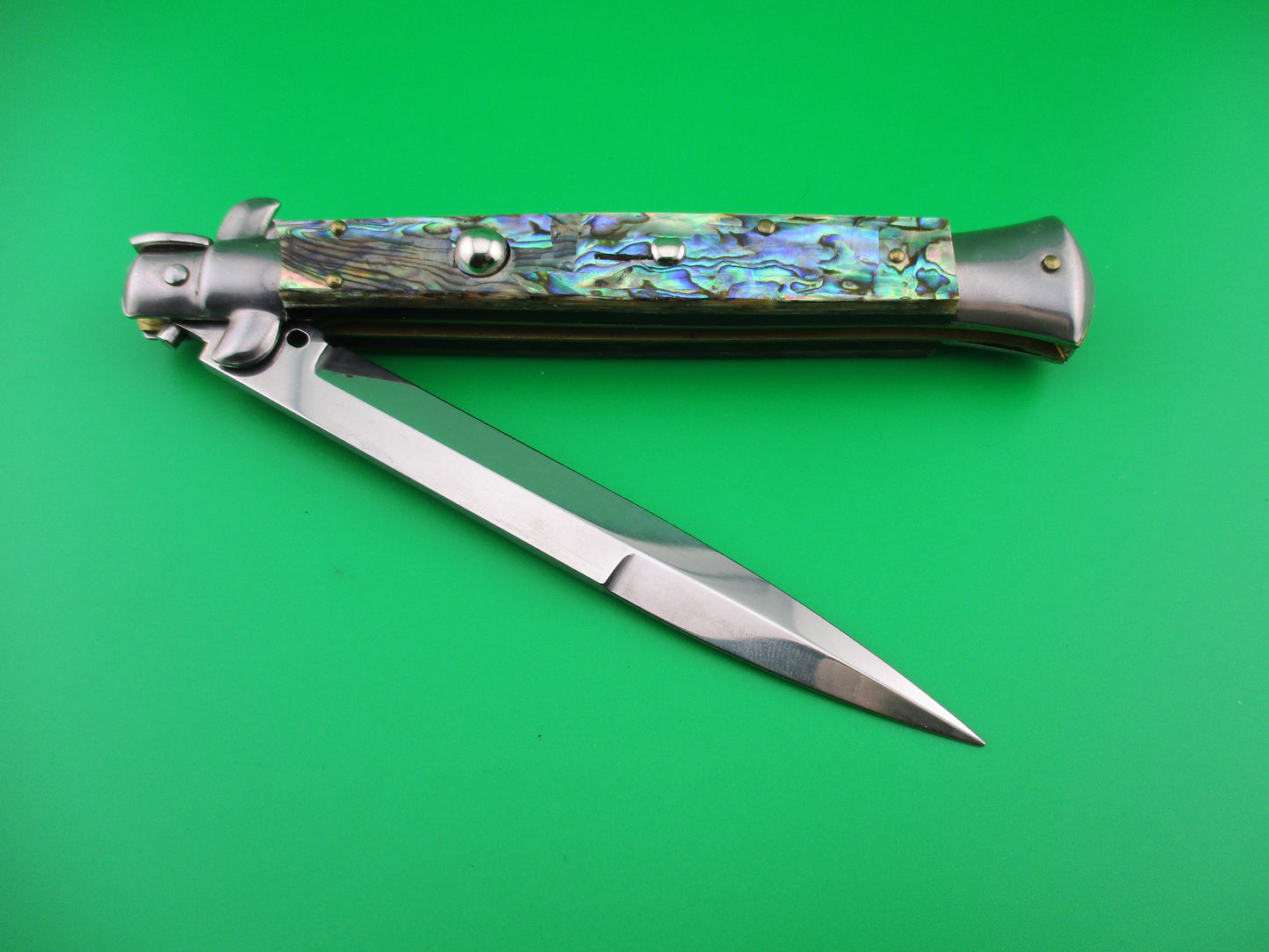 z FRANK B 28cm Italian genuine ABALONE Stiletto switchblade knife