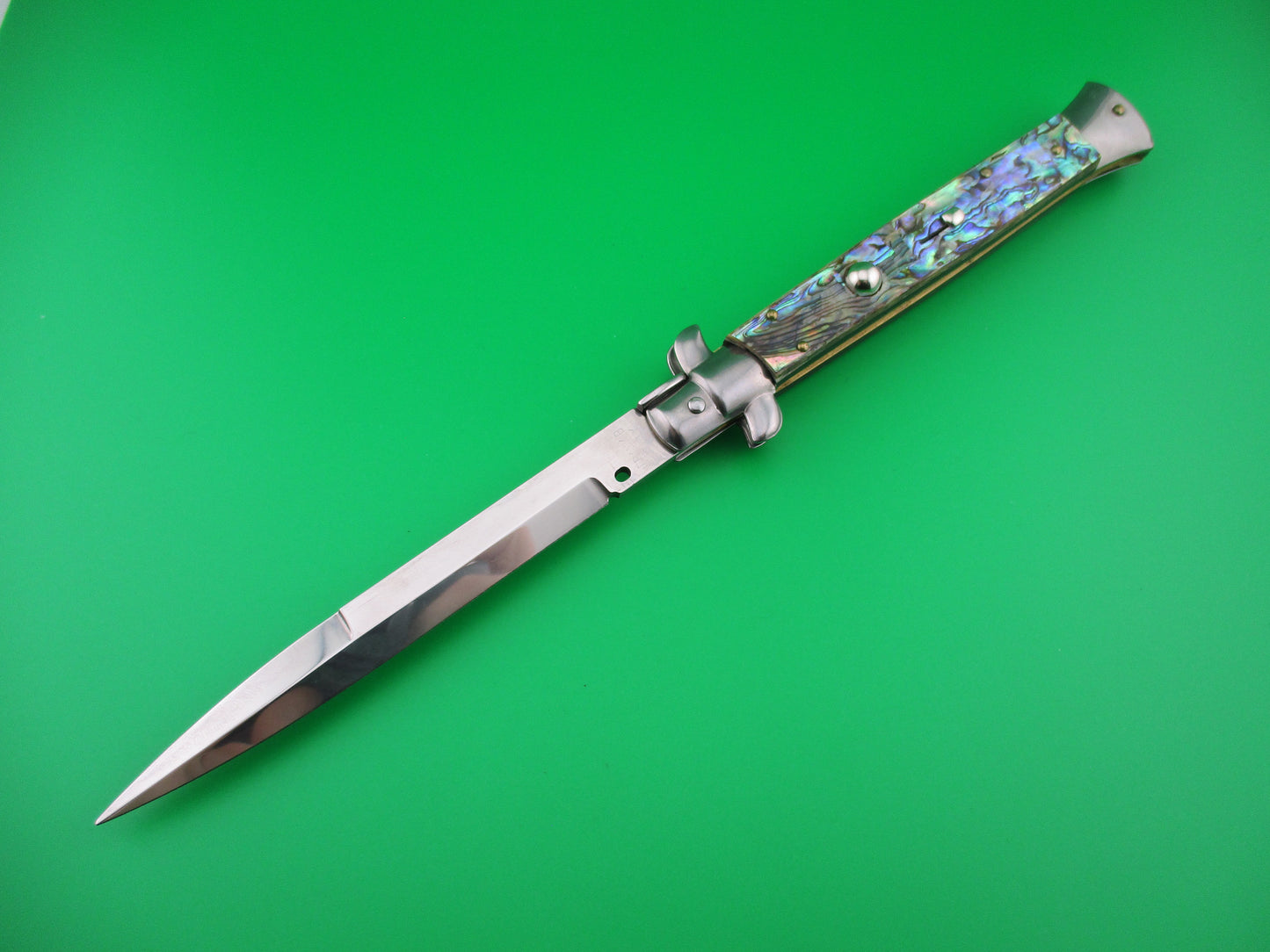 z FRANK B 28cm Italian genuine ABALONE Stiletto switchblade knife