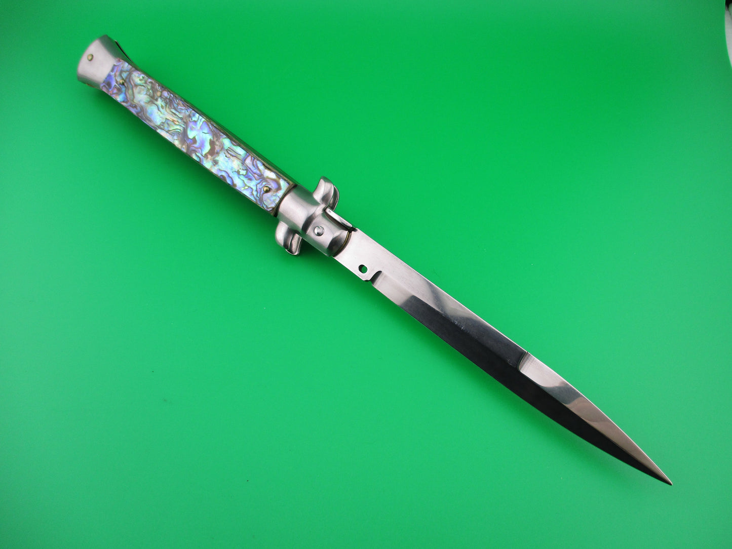 z FRANK B 28cm Italian genuine ABALONE Stiletto switchblade knife