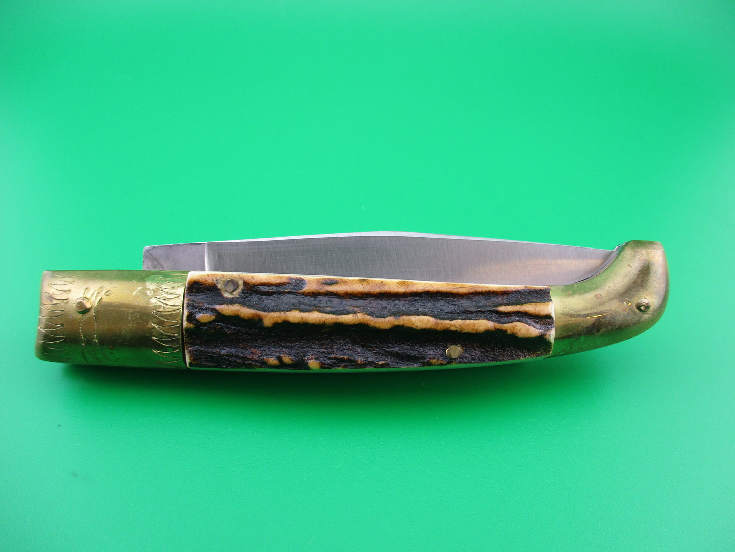 z Jndiana PATENT 21cm Pattada Italian Birds head stag switchblade knife