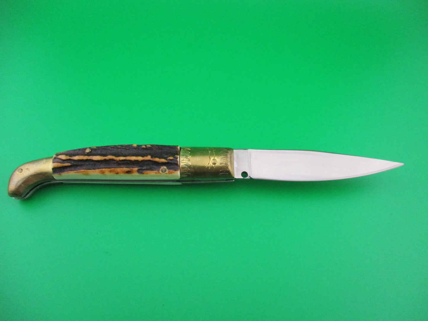 z Jndiana PATENT 21cm Pattada Italian Birds head stag switchblade knife