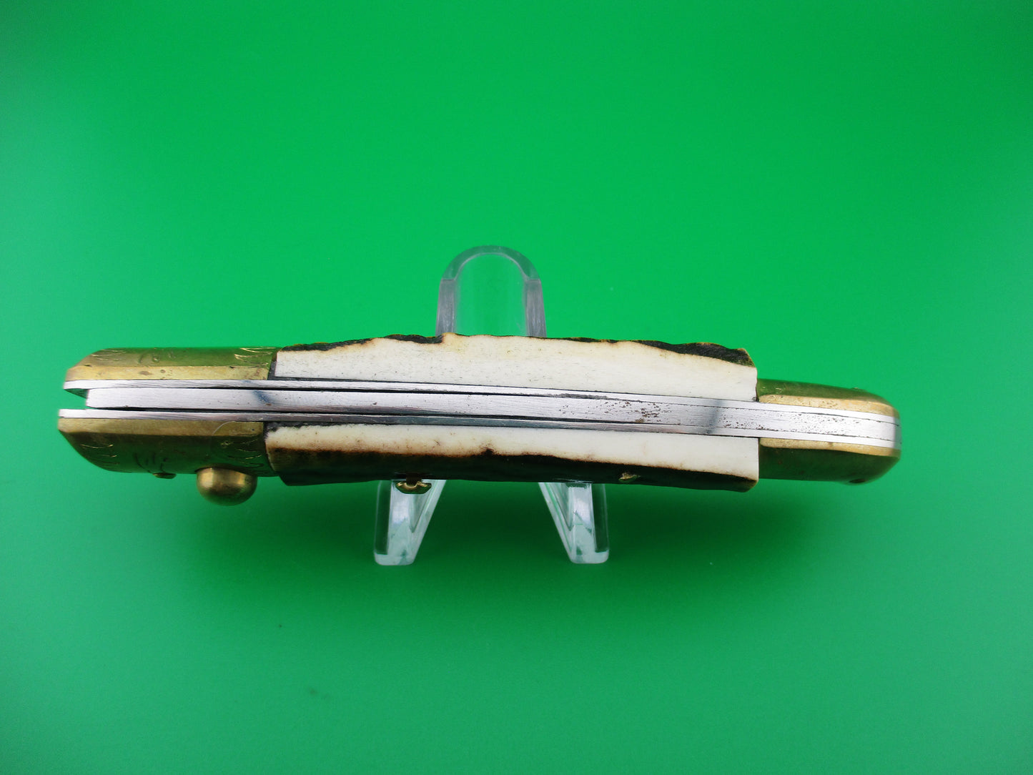 z Jndiana PATENT 21cm Pattada Italian Birds head stag switchblade knife
