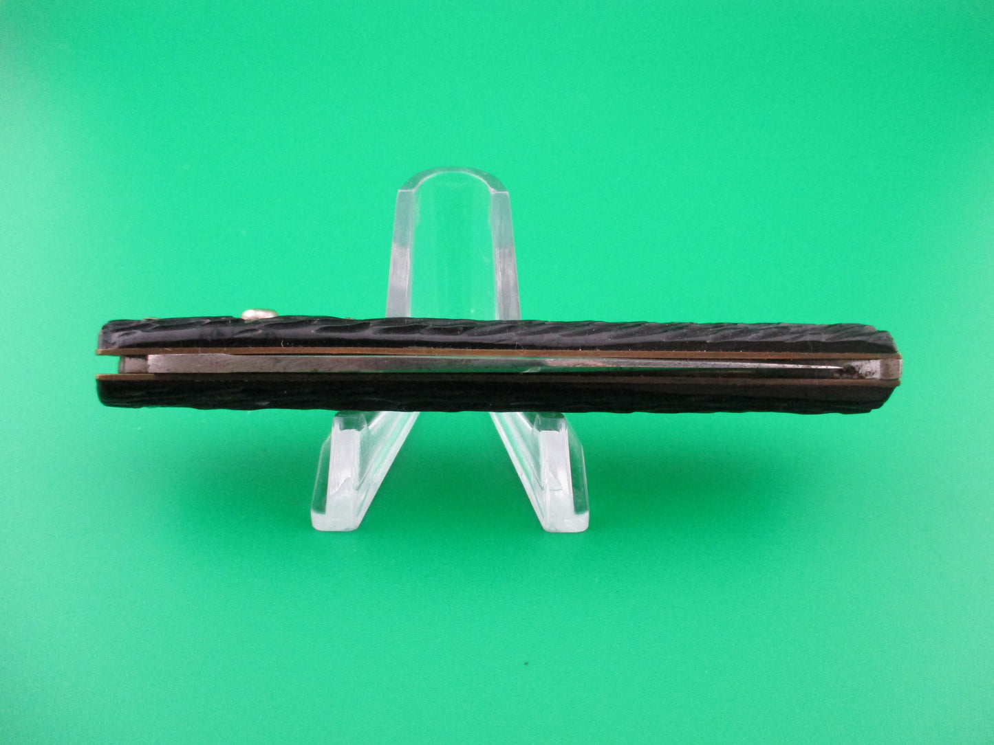 z Schrade Cut Co Fishtail Black Stagged Super Nice 1940s vintage switchblade knife.