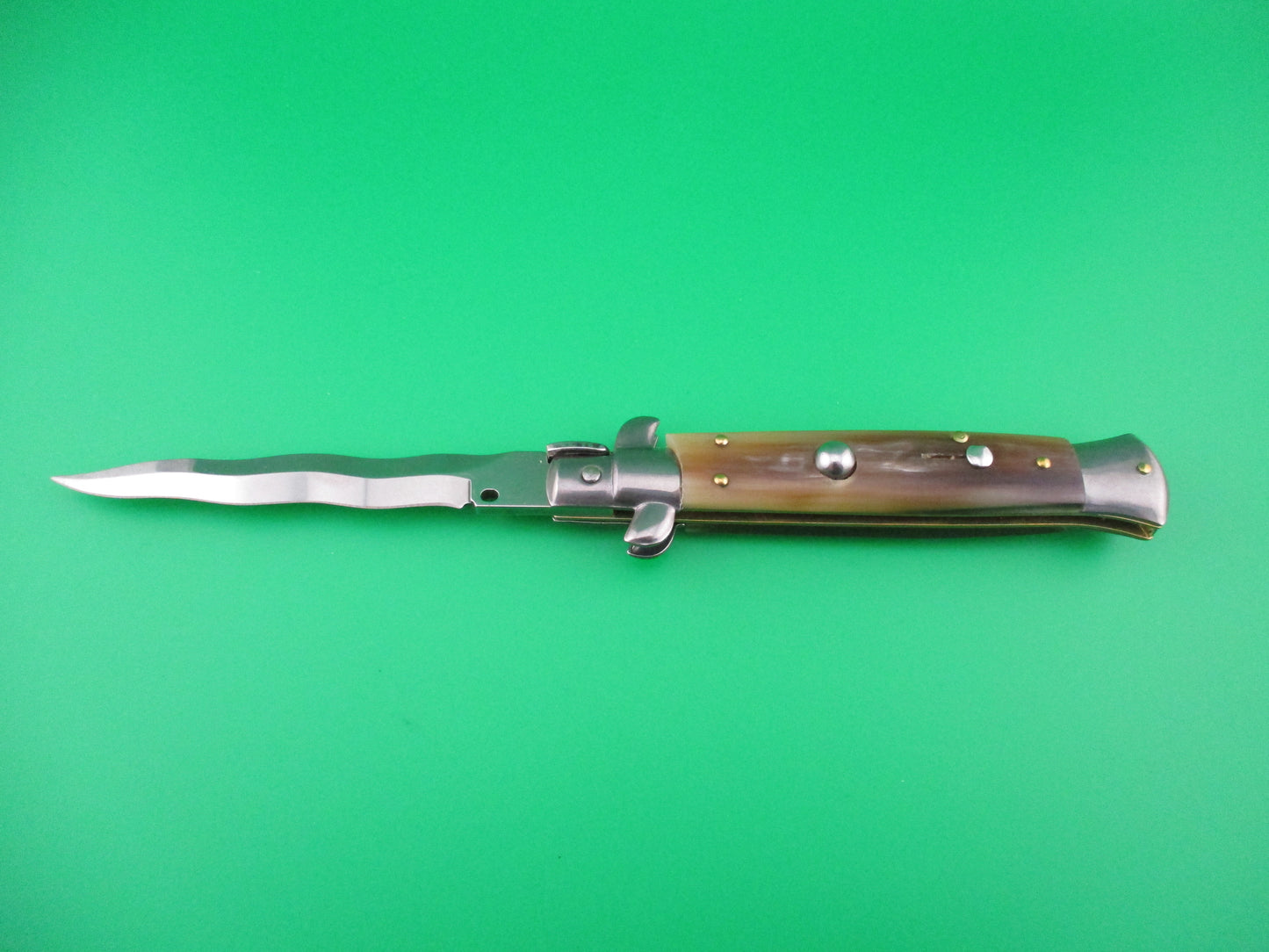 z FRANK B 23cm Italian Kris Stiletto Light horn swivel bolster automatic knife