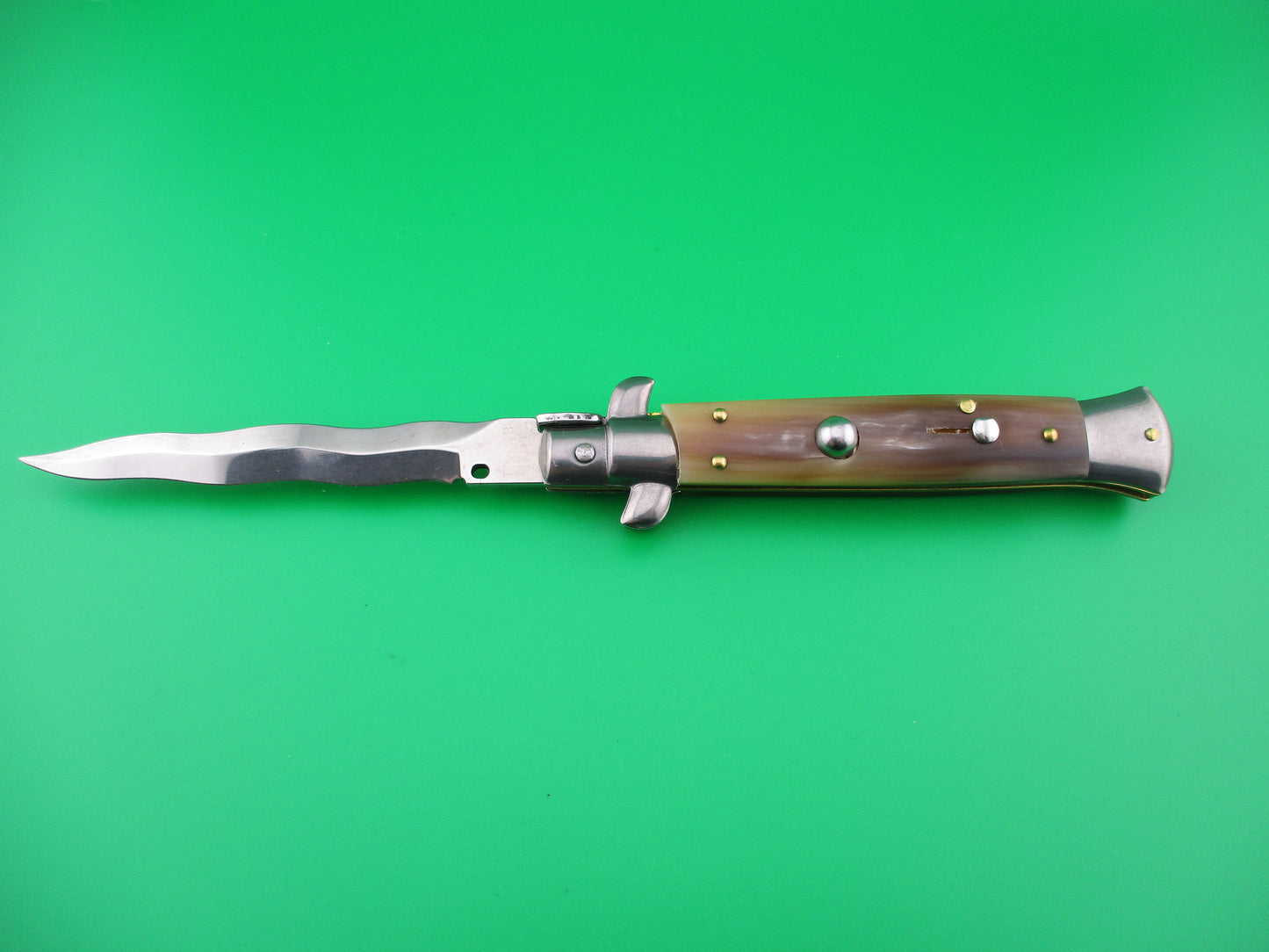 z FRANK B 23cm Italian Kris Stiletto Light horn swivel bolster automatic knife