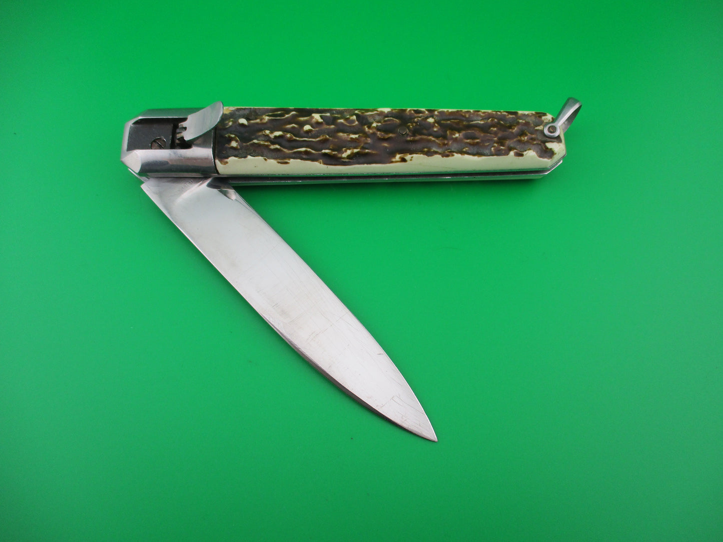 INOX 27cm French Coffin Lever knife Faux stag automatic knife