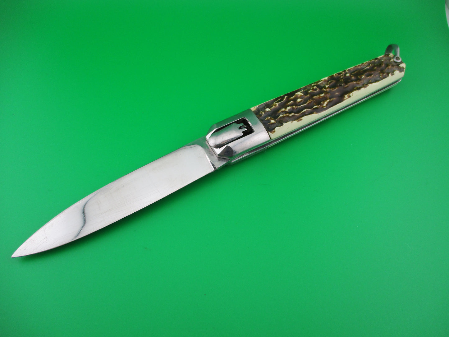 INOX 27cm French Coffin Lever knife Faux stag automatic knife