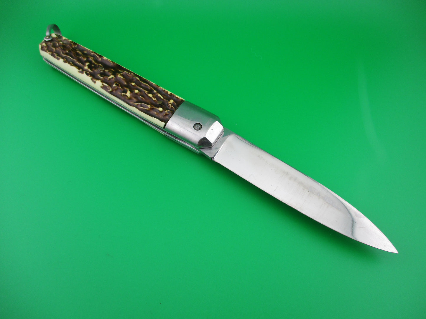 INOX 27cm French Coffin Lever knife Faux stag automatic knife