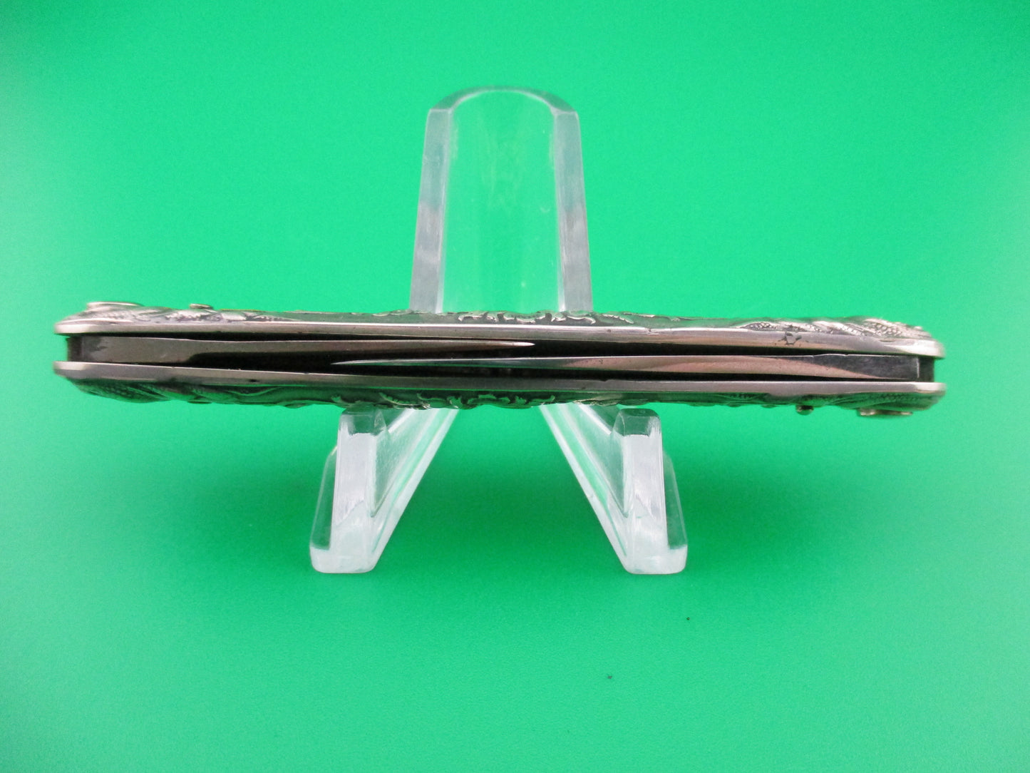 z Press Button Knife Co Medium double Sterling Silver Satyr switchblade