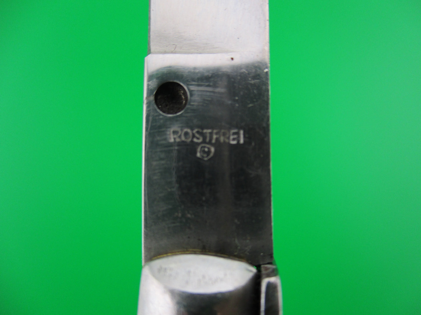 z Rostfrei O 18cm Italian Stiletto swivel bolster Green pearlex automatic knife