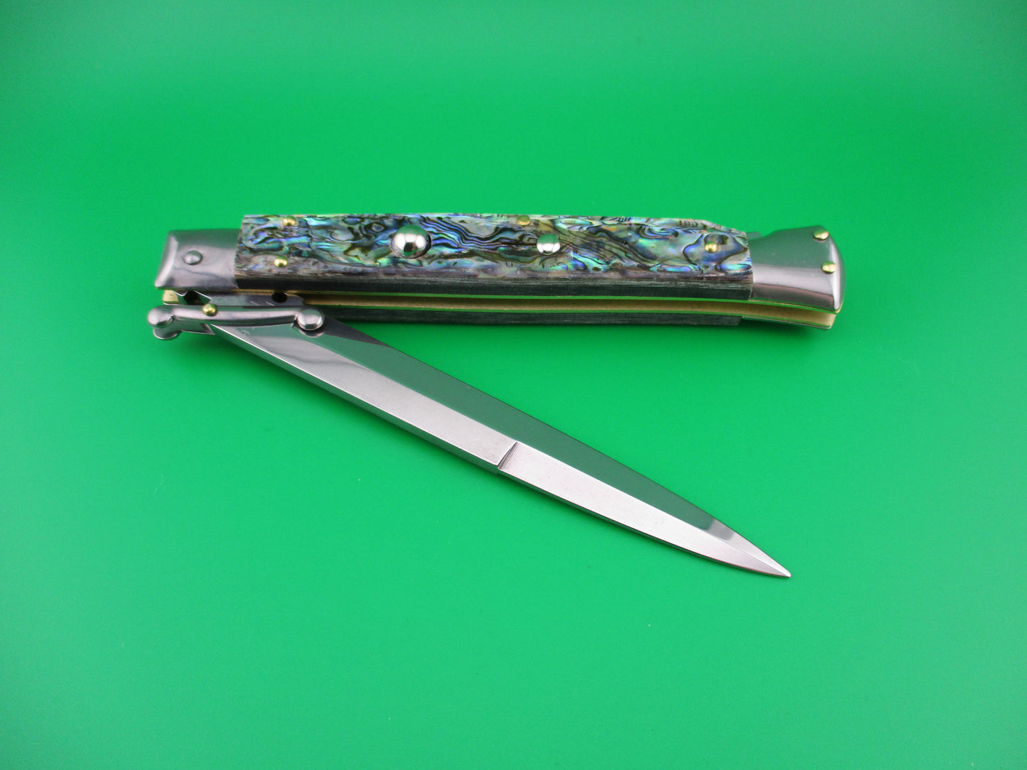 FRANK B ITALY 28cm Italian Swing guard Bayonet blade Abalone automatic knife