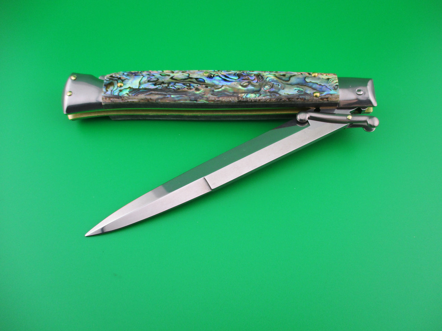 FRANK B ITALY 28cm Italian Swing guard Bayonet blade Abalone automatic knife