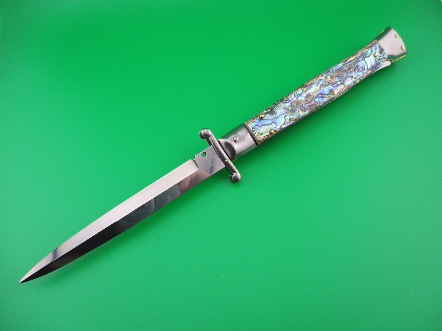 FRANK B ITALY 28cm Italian Swing guard Bayonet blade Abalone automatic knife