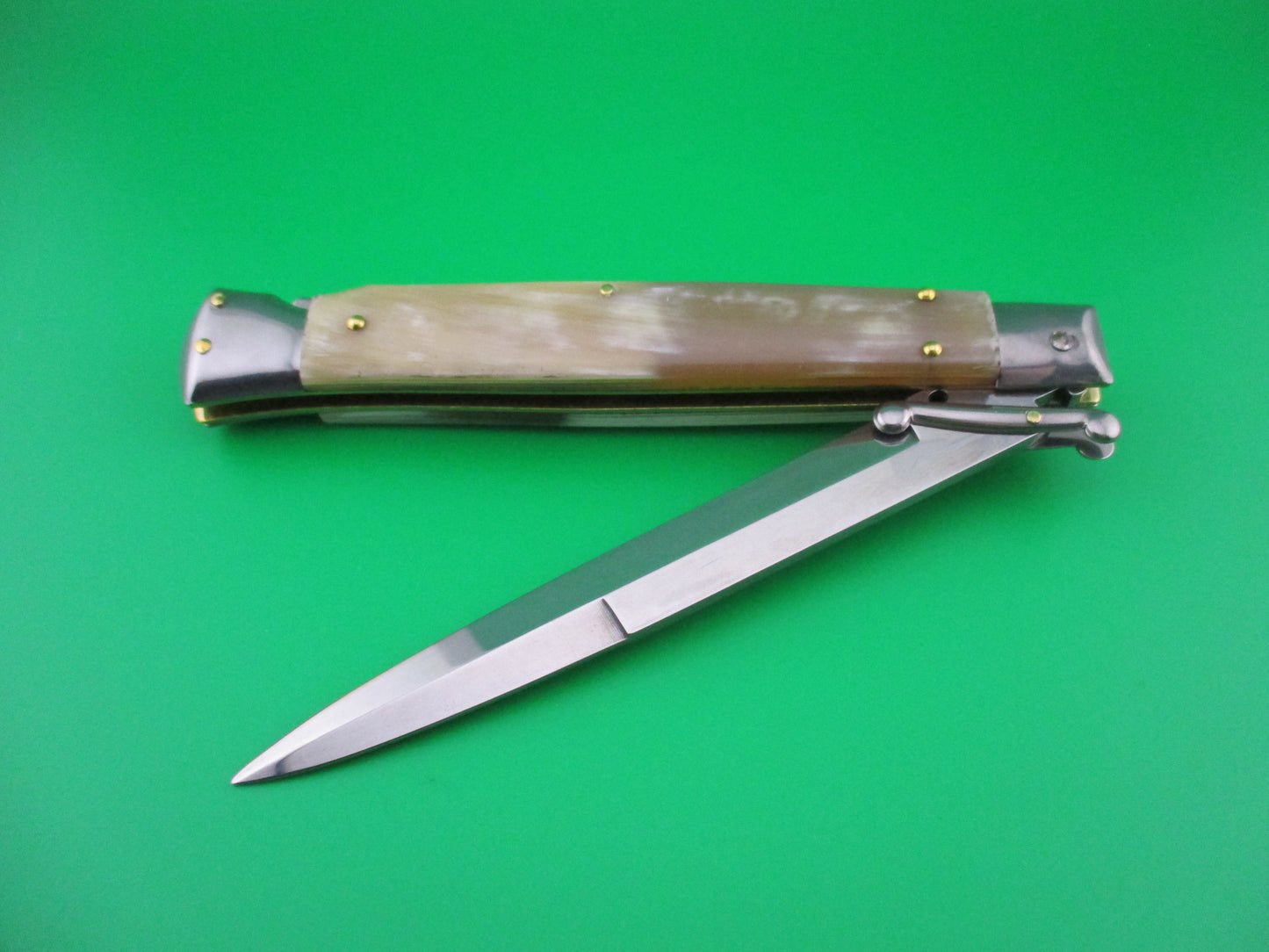 z FRANK B ITALY 28cm Italian Swing guard Cream & Honey horn automatic knife