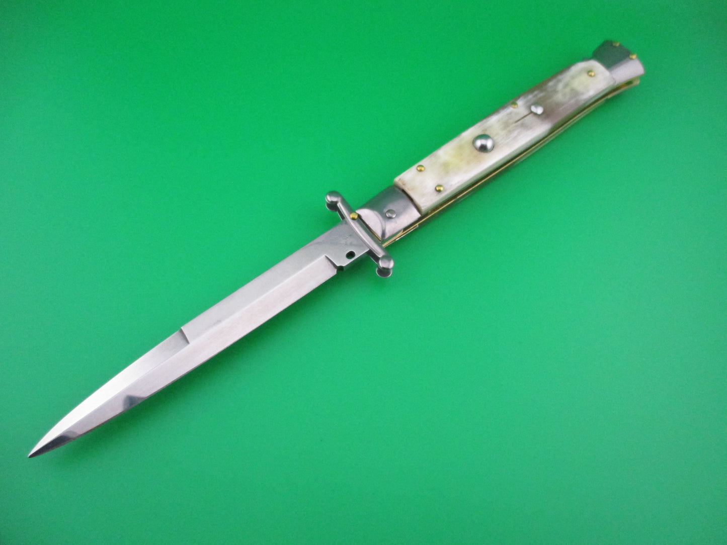 z FRANK B ITALY 28cm Italian Swing guard Cream & Honey horn automatic knife