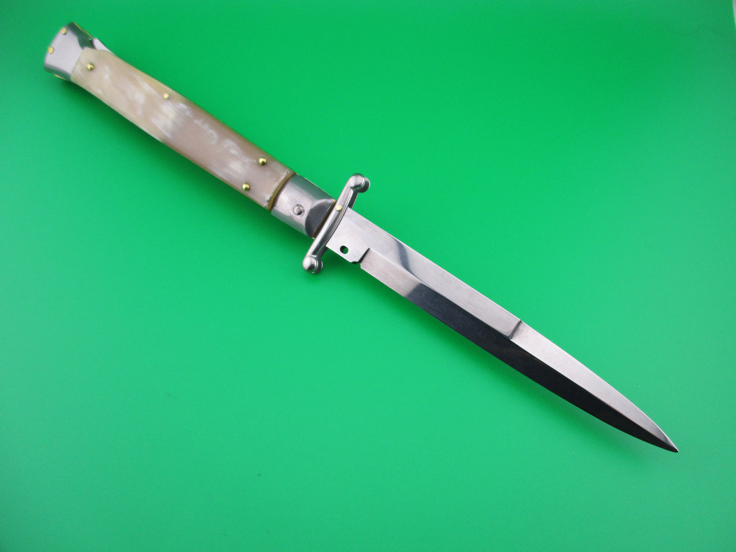 z FRANK B ITALY 28cm Italian Swing guard Cream & Honey horn automatic knife