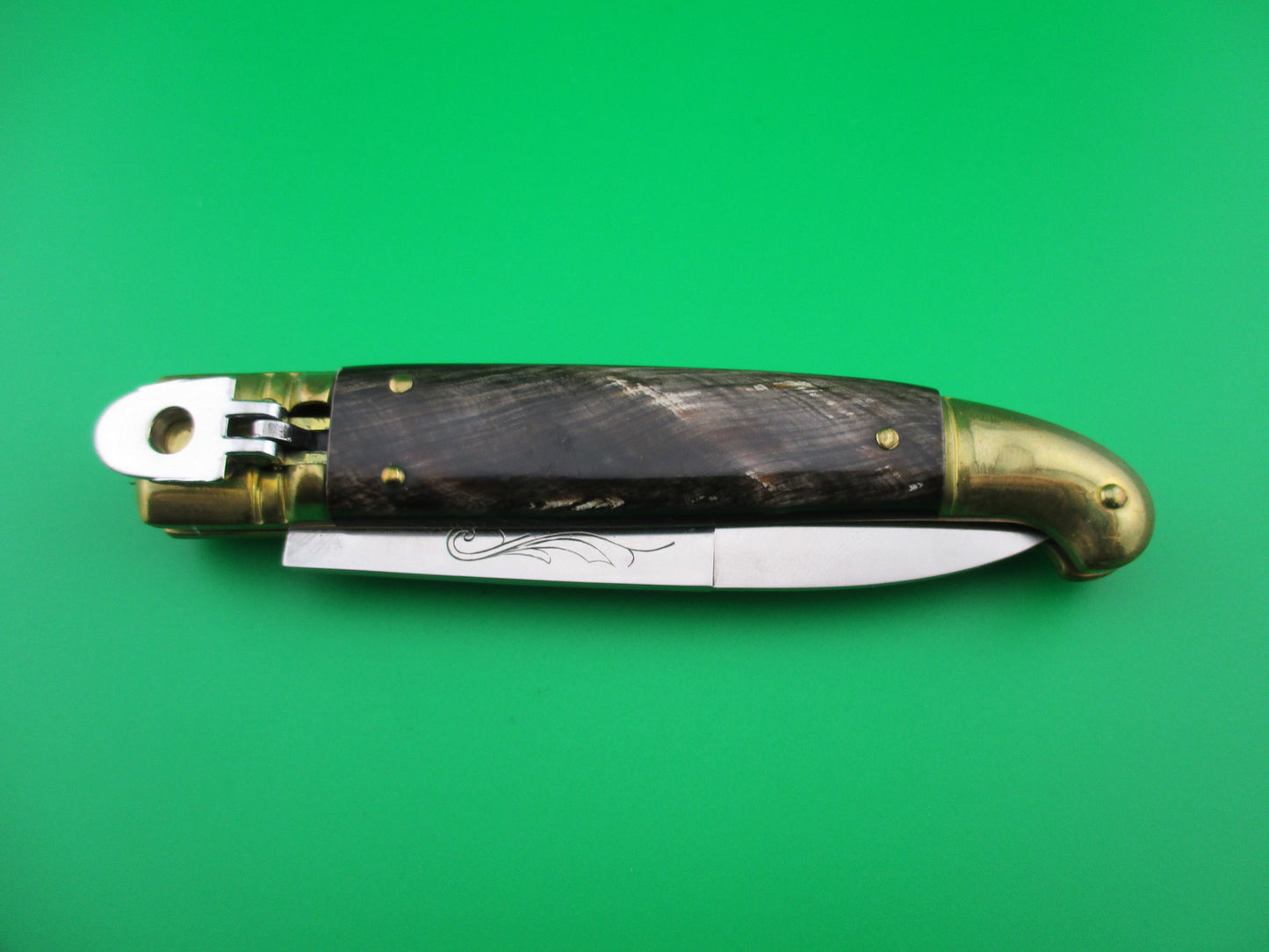 INOX 21cm Italian Birds head Lever Brass Horn Vintage automatic knife