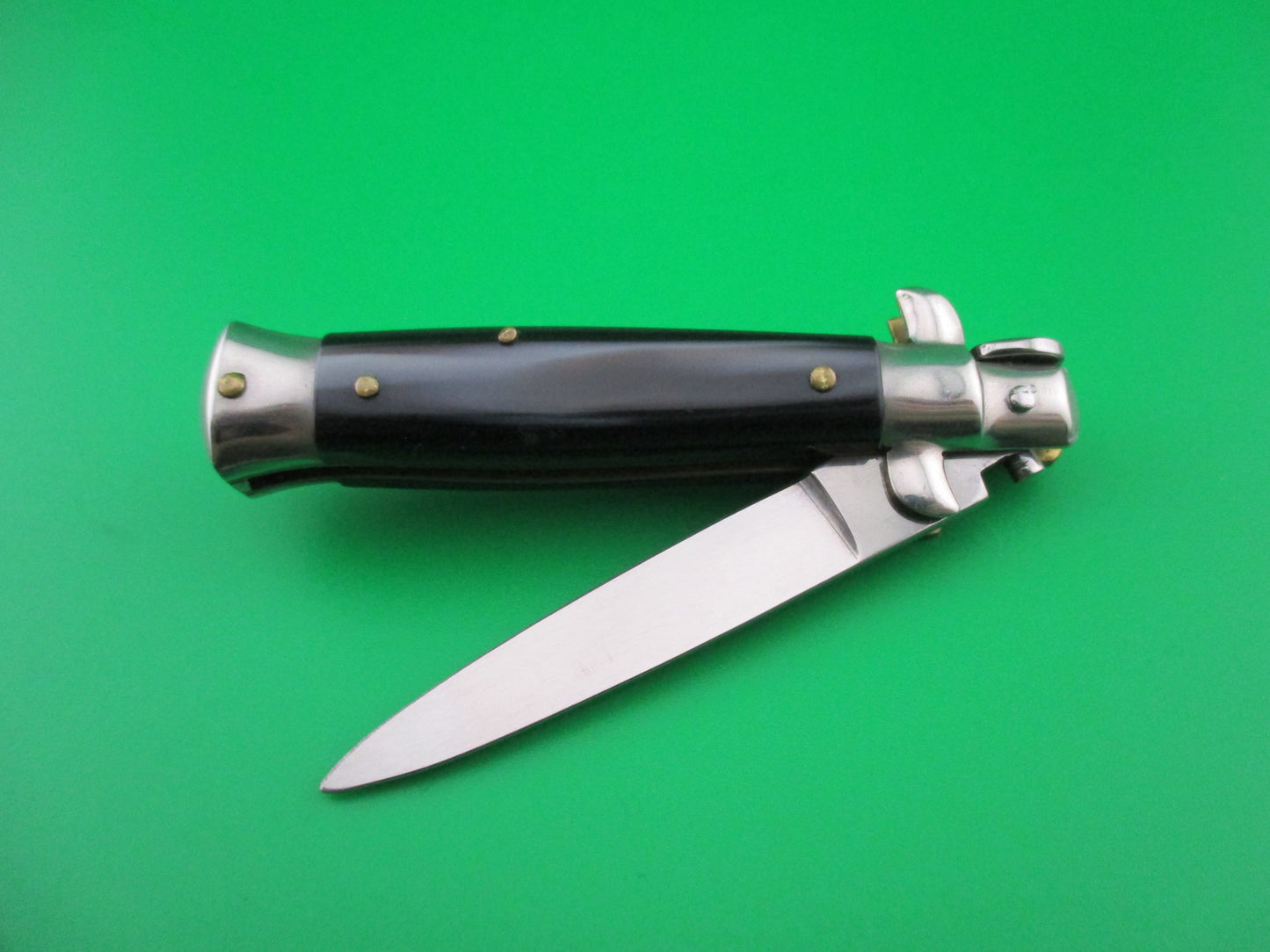 ROSTFREI 14cm Italian NOS stiletto Oreste Dibon vintage swivel bolster automatic knife