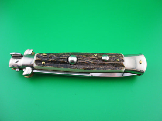 z RENZO PASCOTTO 25cm Italian Picklock Stag switchblade knife