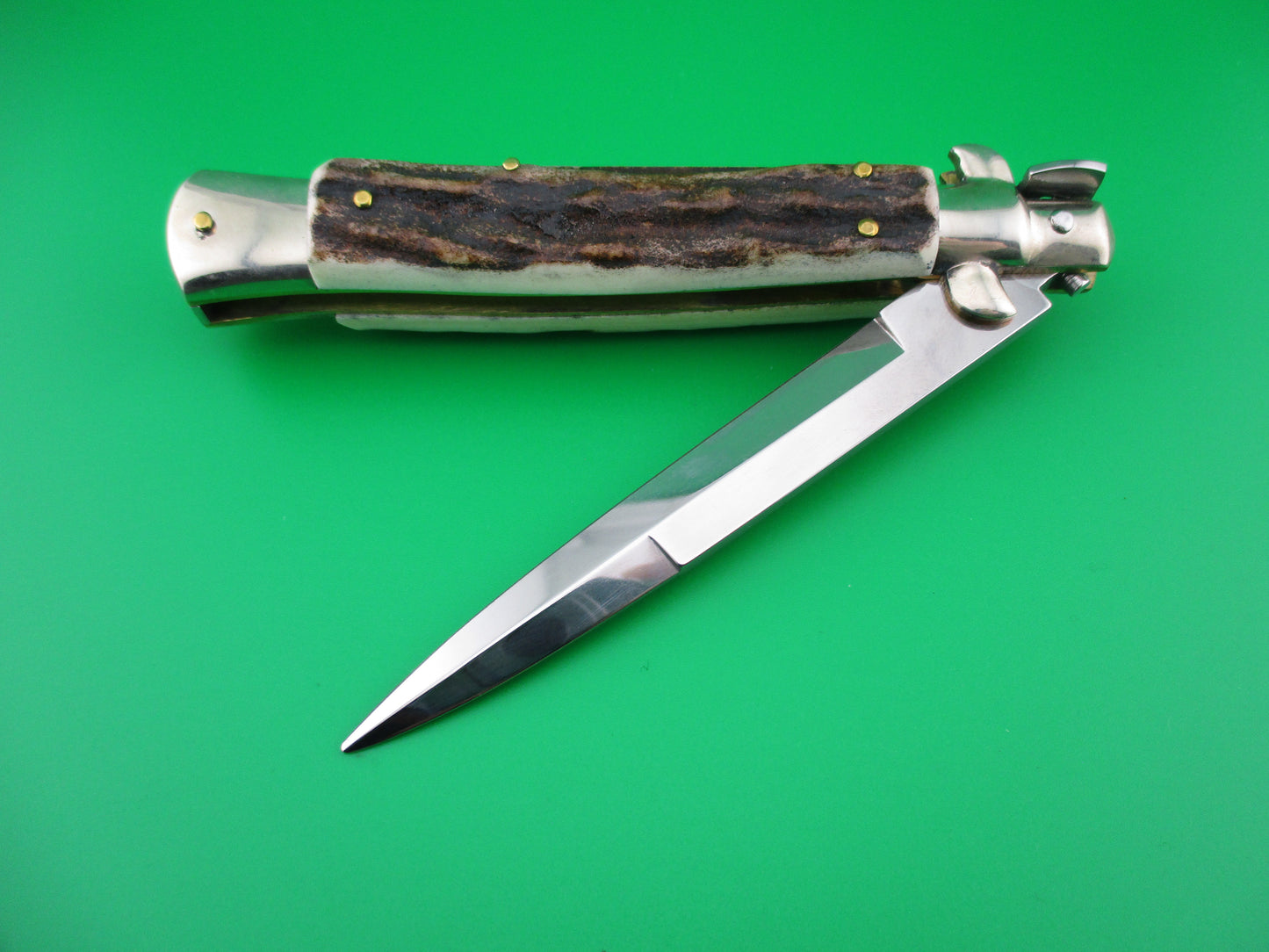 z RENZO PASCOTTO 25cm Italian Picklock Stag switchblade knife