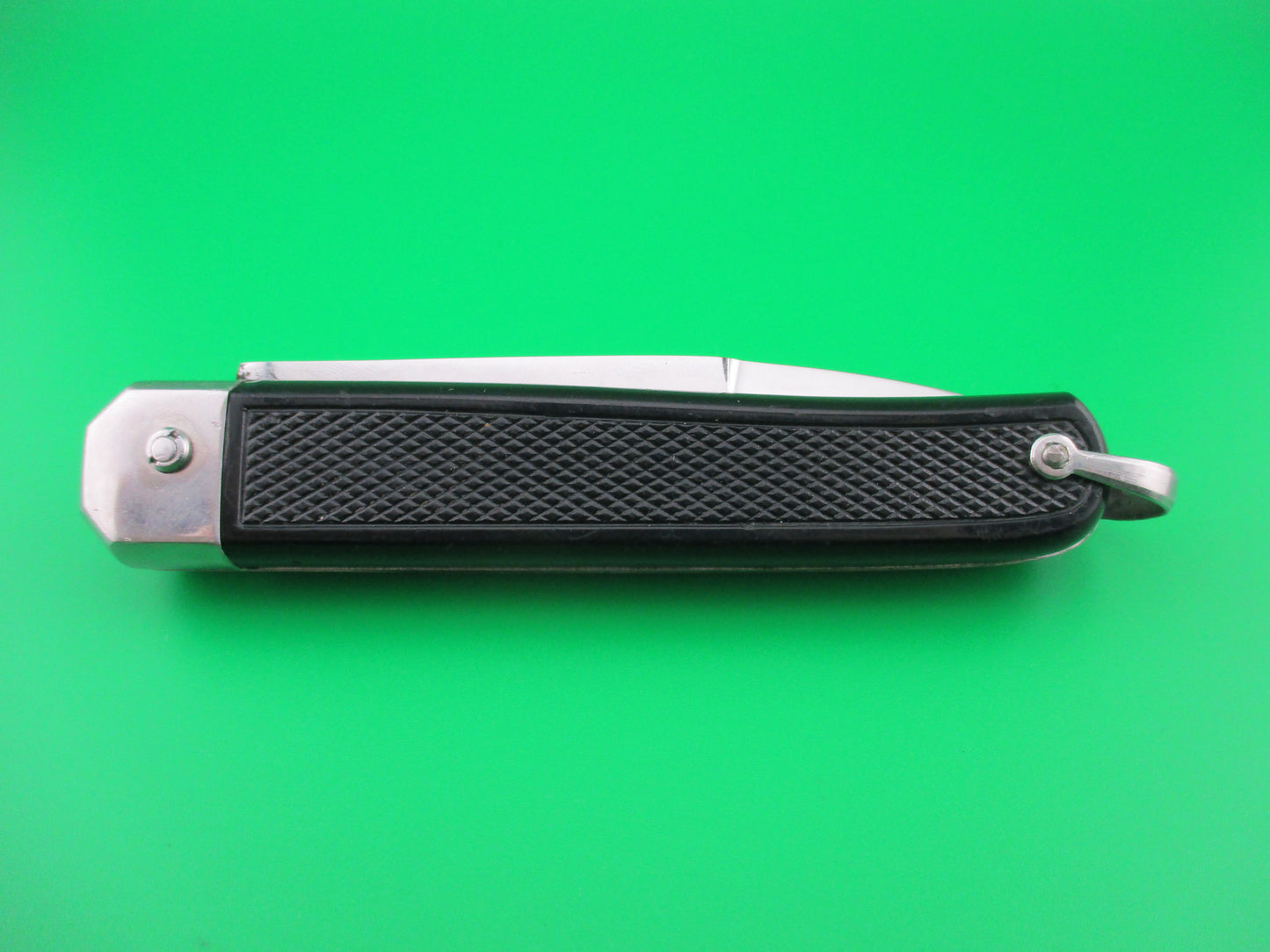 BEGON INOX 21cm French Black checkered automatic knife with lanyard ring