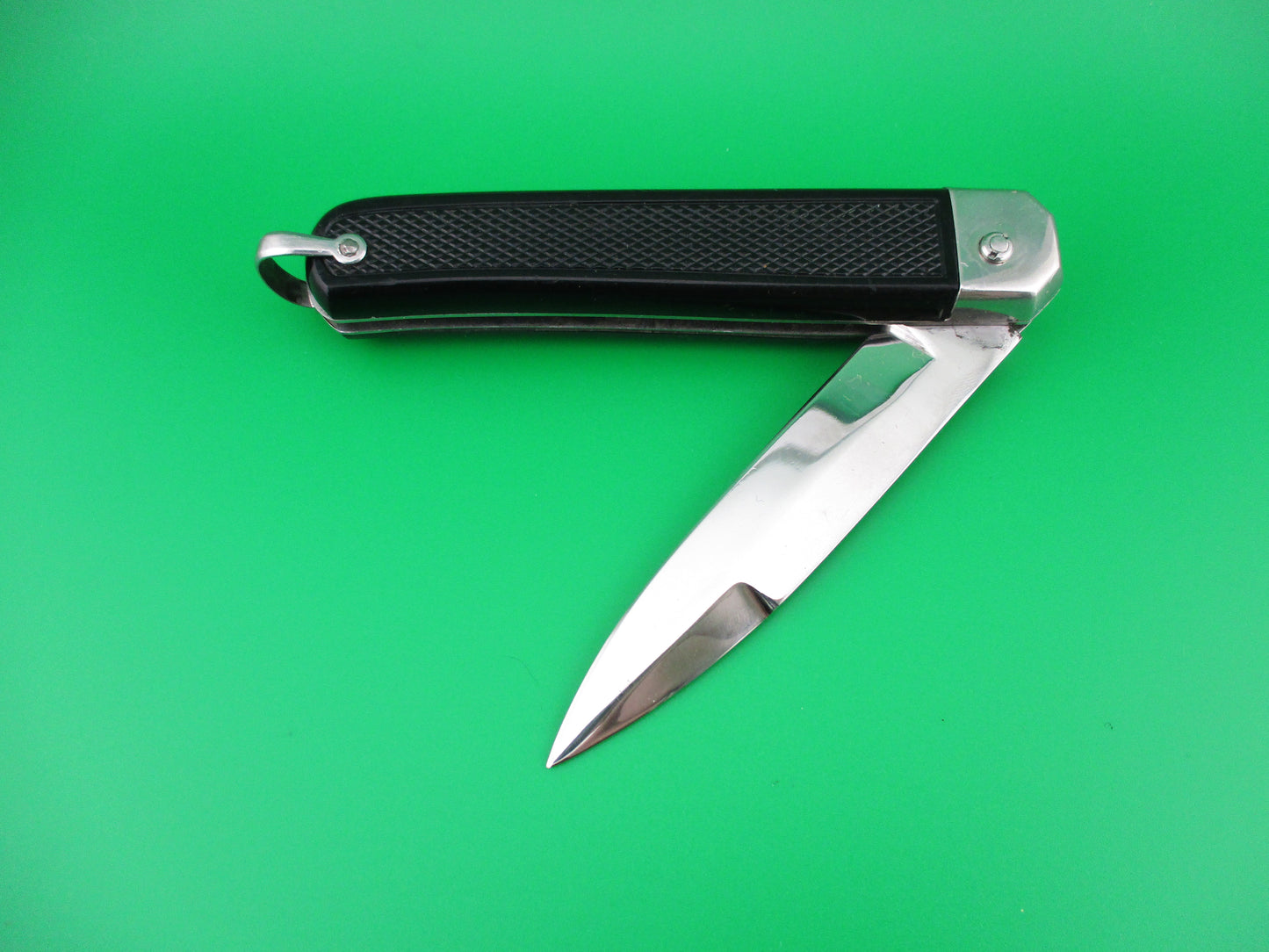 BEGON INOX 21cm French Black checkered automatic knife with lanyard ring