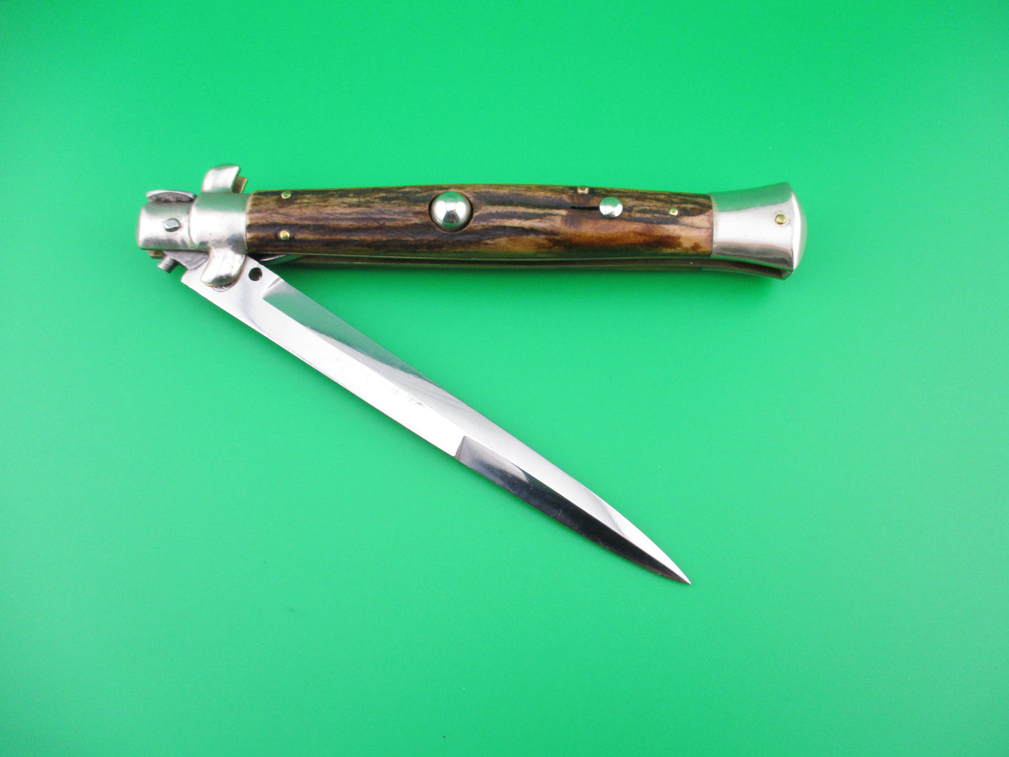 z M ITALY INOX 28cm Italian Picklock Stag Wasp body automatic knife