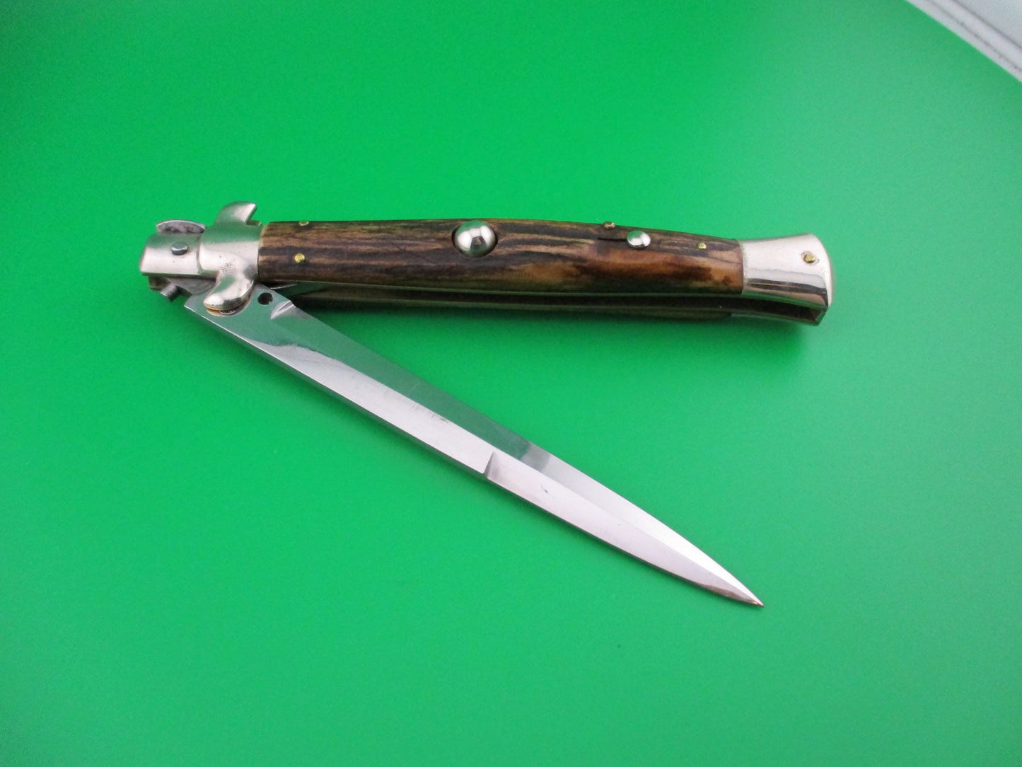 z M ITALY INOX 28cm Italian Picklock Stag Wasp body automatic knife