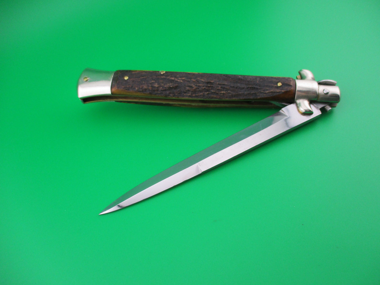 z M ITALY INOX 28cm Italian Picklock Stag Wasp body automatic knife
