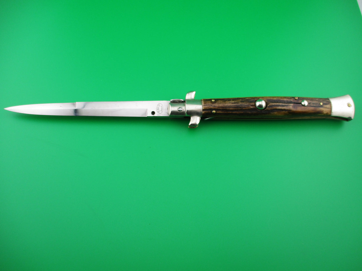 z M ITALY INOX 28cm Italian Picklock Stag Wasp body automatic knife