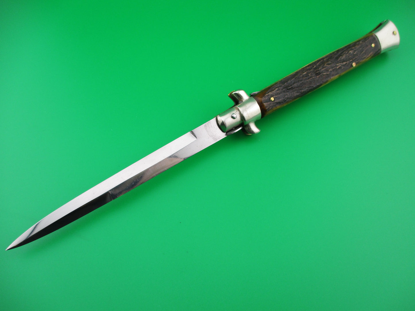 z M ITALY INOX 28cm Italian Picklock Stag Wasp body automatic knife