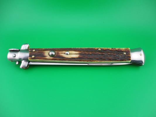 z MADE IN ITALY 33cm Italian Stag Swivel bolster automatic knife