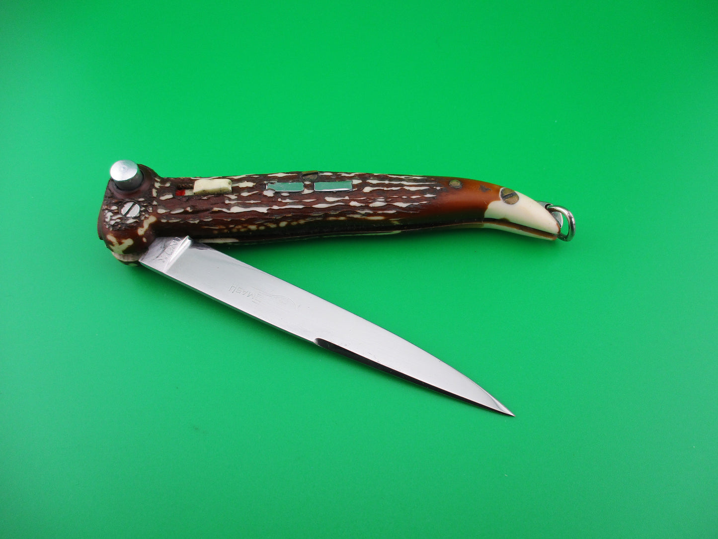 Brevete SMASH INOX 22cm French Faux Stag toothpick automatic knife