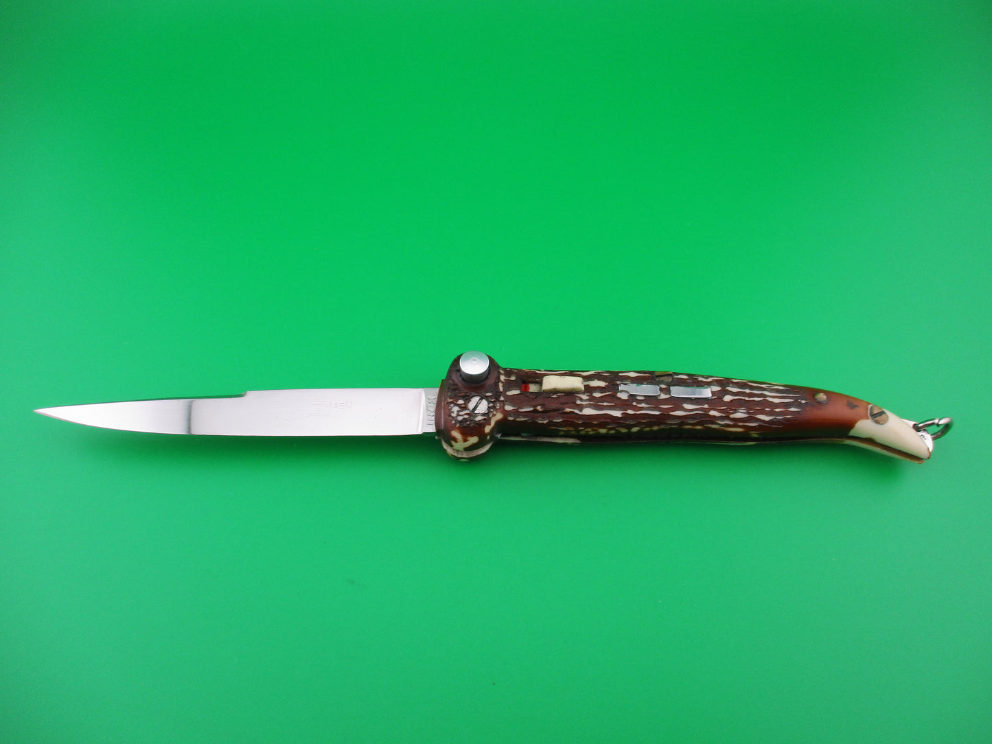 Brevete SMASH INOX 22cm French Faux Stag toothpick automatic knife