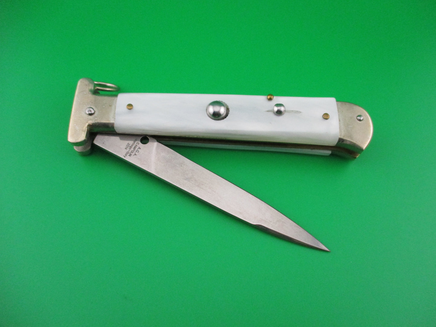 z AGA CAMPOLIN 22cm Italian Pearlex Francese Ringpull automatic knife