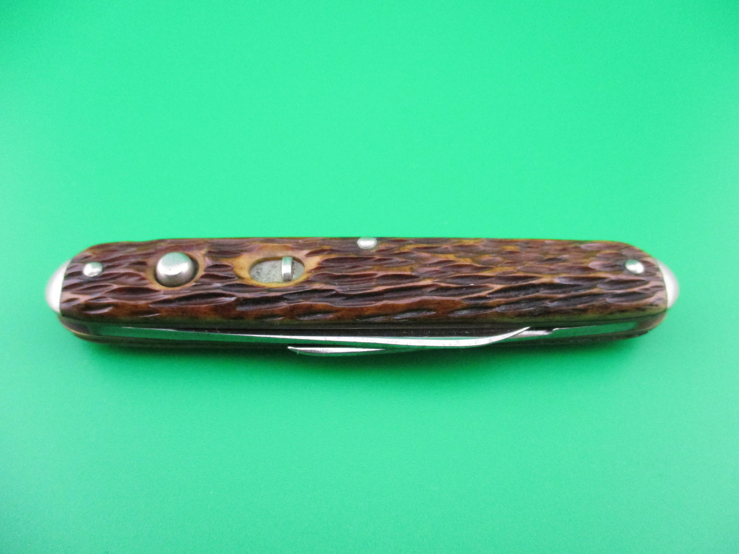 z Schrade Cut Co double Jigged bone tip bolsters automatic knife
