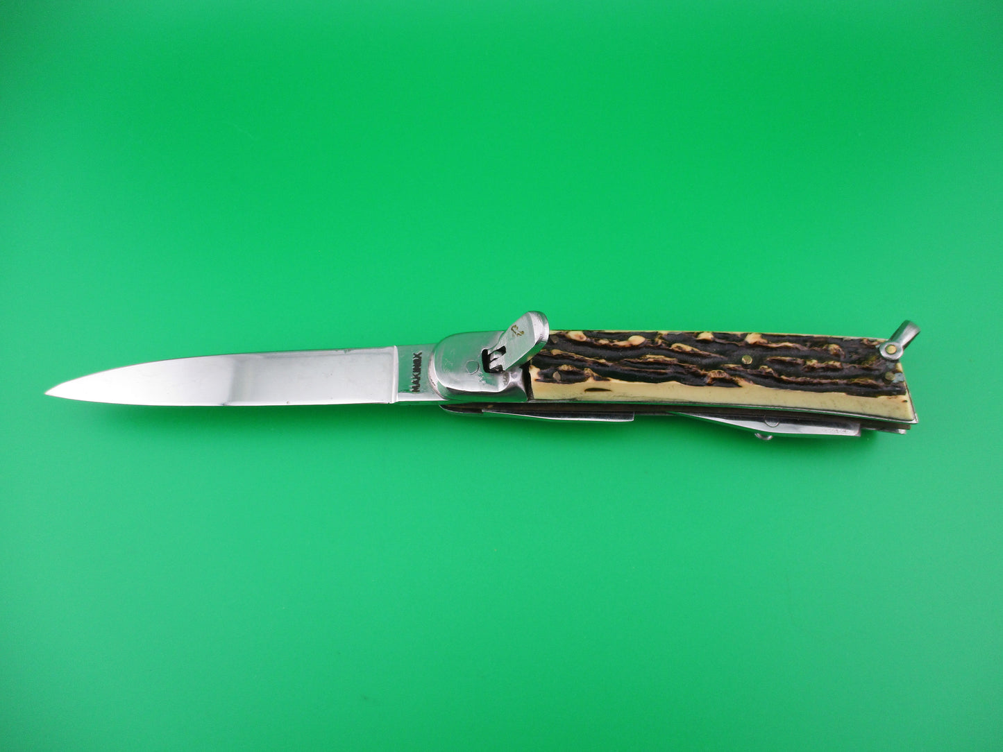 MAKINOX 21cm French 4 blade Camper Faux stag automatic knife