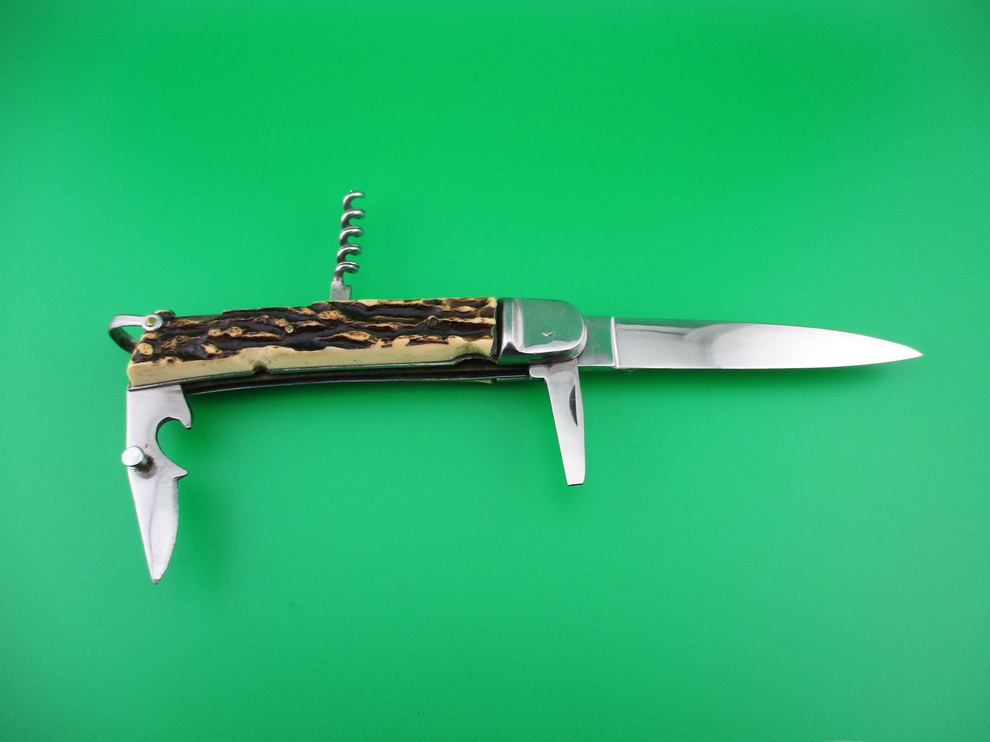 MAKINOX 21cm French 4 blade Camper Faux stag automatic knife