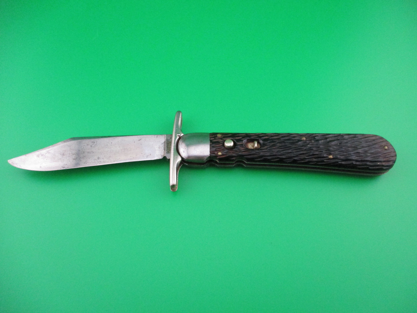 Schrade Walden pattern 153 Hunters Pride Folding guard switchblade knife etch