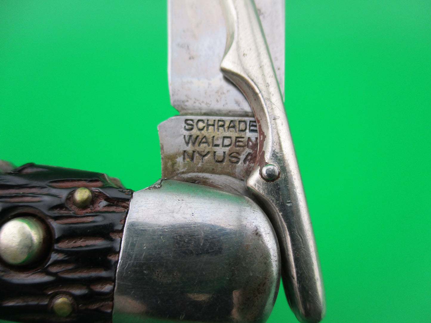 Schrade Walden pattern 153 Hunters Pride Folding guard switchblade knife etch