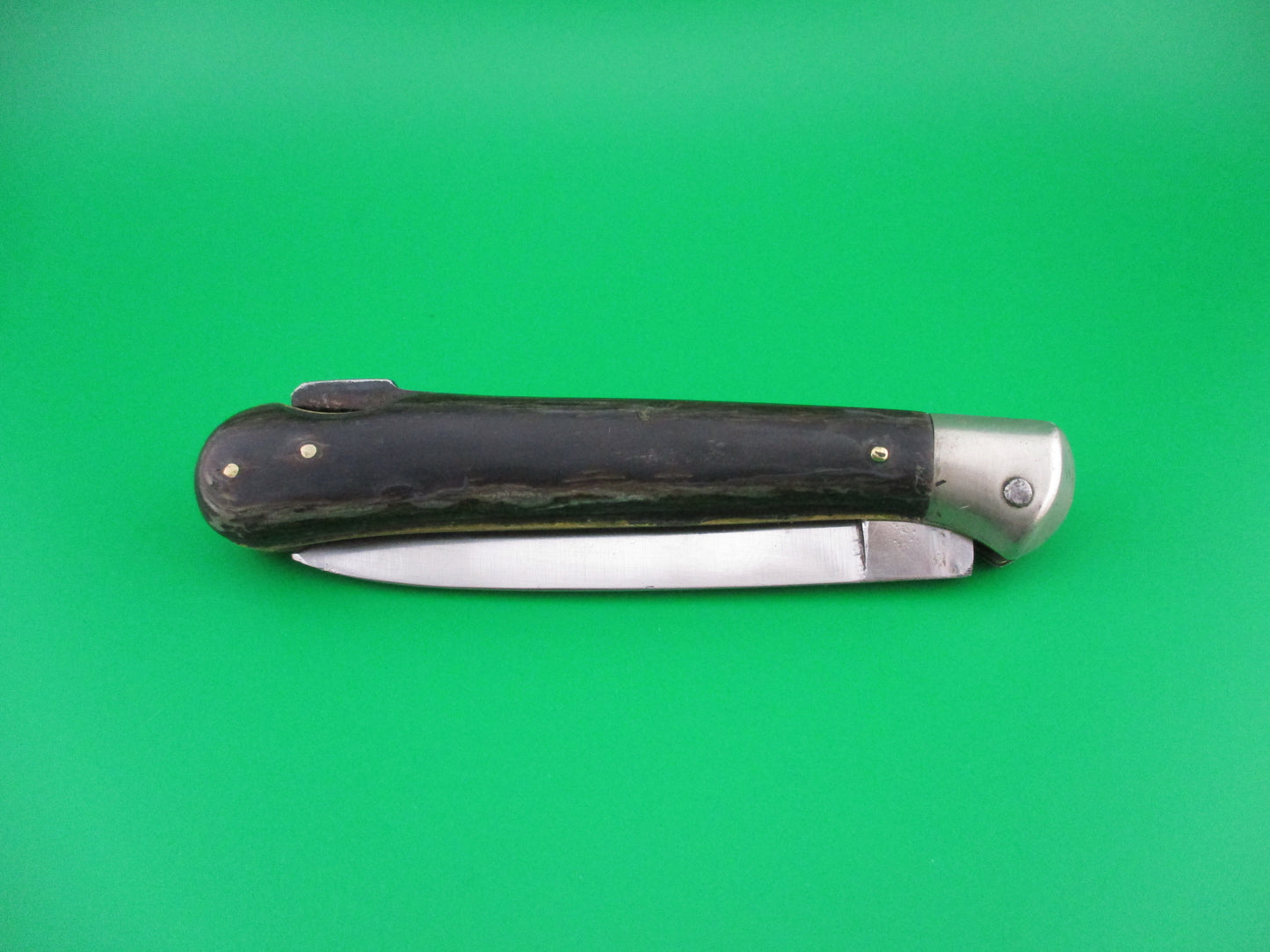 Rostfrei IMPORT 20cm Italian Birds head dark horn automatic knife