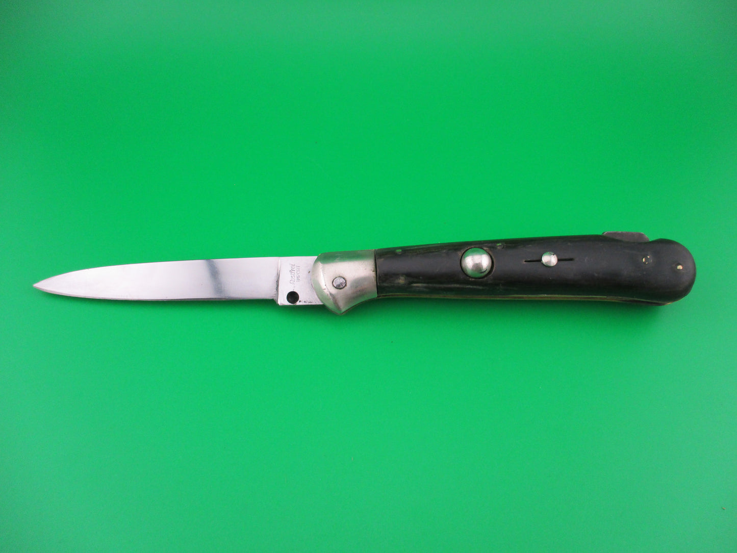 Rostfrei IMPORT 20cm Italian Birds head dark horn automatic knife