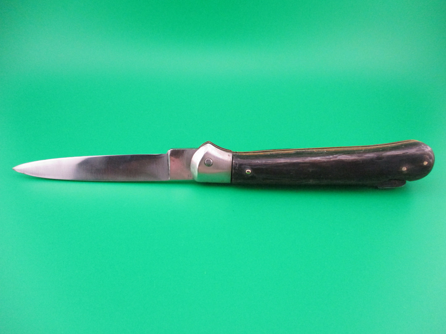 Rostfrei IMPORT 20cm Italian Birds head dark horn automatic knife