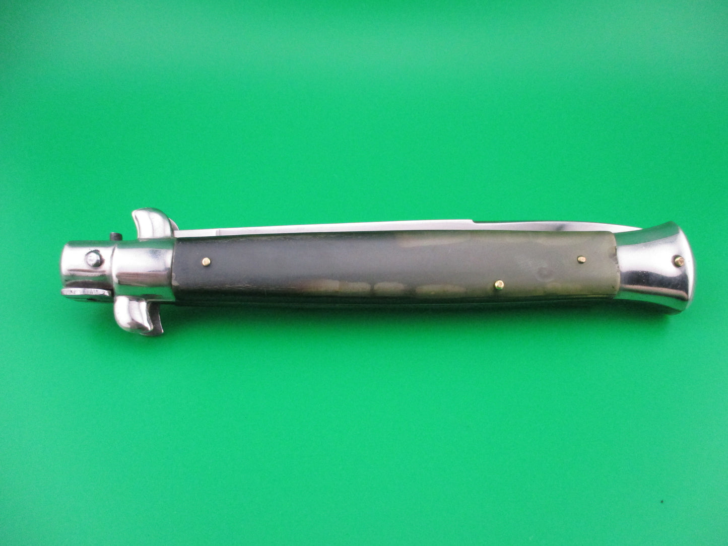 Rostfrei (slant) 8 28cm Italian Vintage Green horn Stiletto switchblade knife