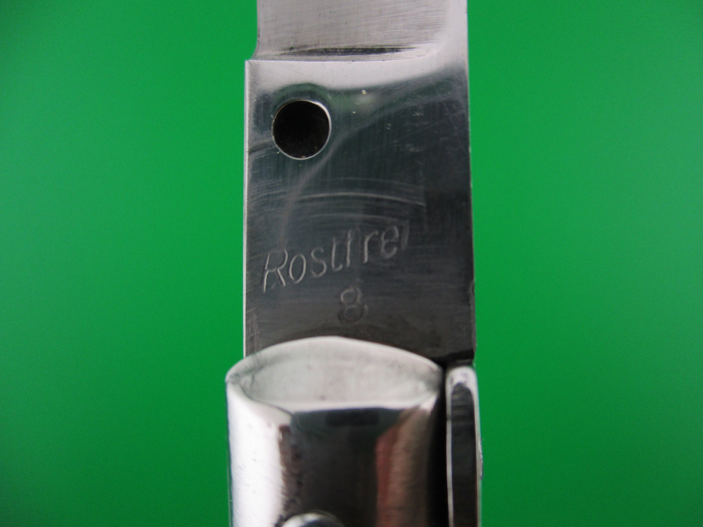 Rostfrei (slant) 8 28cm Italian Vintage Green horn Stiletto switchblade knife