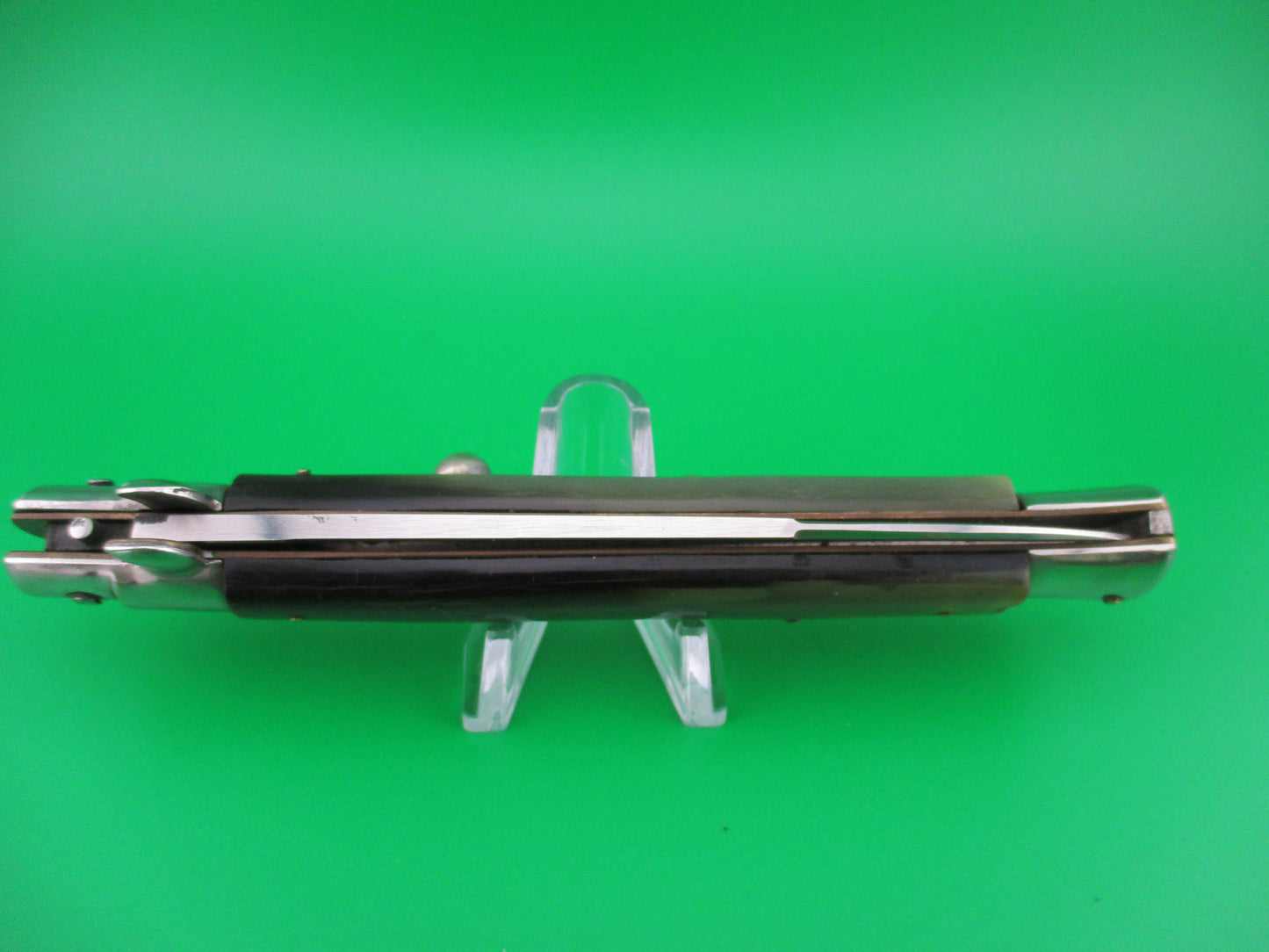 Rostfrei (slant) 8 28cm Italian Vintage Green horn Stiletto switchblade knife